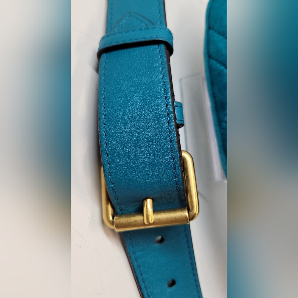 Gucci Marmont Blue Suede Belt Bag - Picture 4 of 16